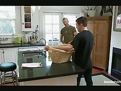 Gay roommates fuck in kitchen