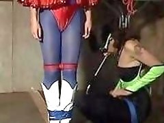 Lezdom mistress gags and toys her cosplay bound slave BDSM