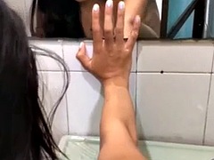 Colombian babe fucked in a public restroom