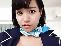 Stewardess costume is a treat on a Japanese babe
