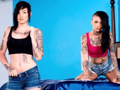 Two hot models Nikki Hearts and Leigh Raven enjoy hardcore sex