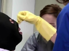Two sensuous cleaning ladies working their magic on a cock