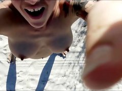 Pee on the nudist beach. Amateur selfie pee desperation. WetKelly
