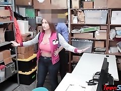 Busty teen thief fucked next to stepmom
