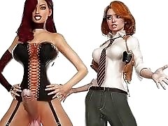 Compilation of 3D animated trannies fucking chicks